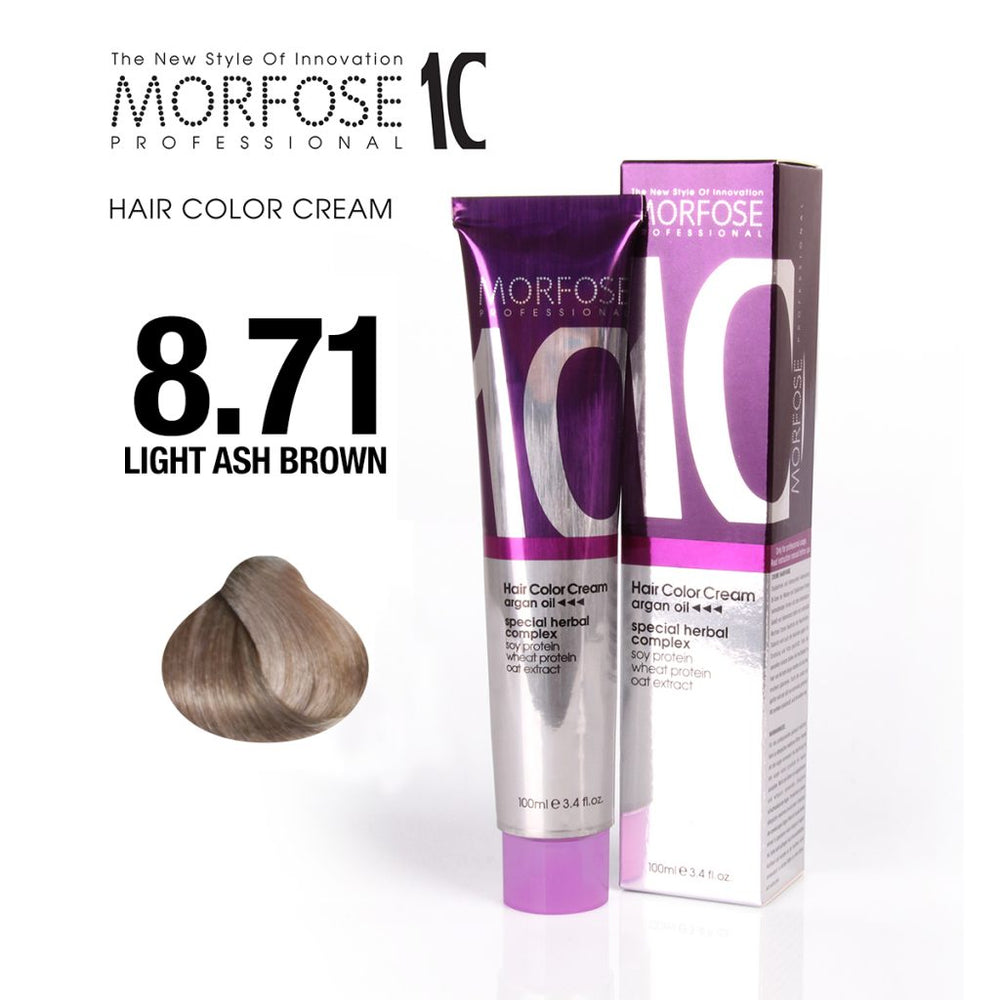 Morfose 10 Hair Color Cream 8.71 - Light Ash Brown 100ml